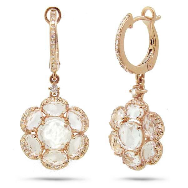 0.39ct Diamond & 4.18ct White Topaz 14k White Gold Earrings
