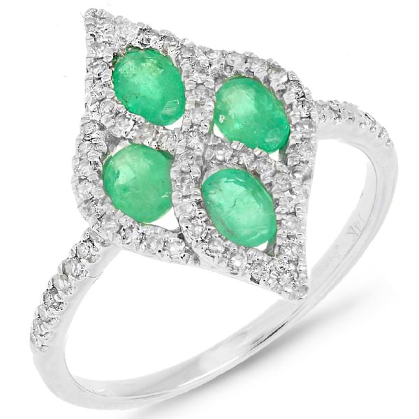 0.24ct Diamond & 0.74ct Emerald 14k White Gold Ring