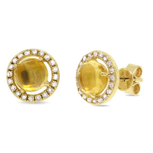 0.21ct Diamond & 1.57ct Citrine 14k Yellow Gold Earrings