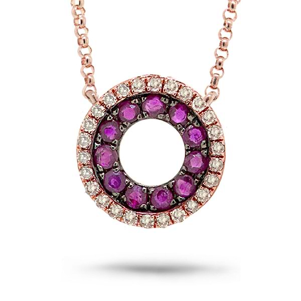 0.09ct Diamond & 0.27ct Ruby 14k Rose Gold Necklace