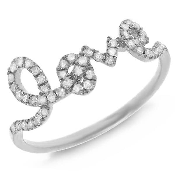 0.28ct 14k White Gold Diamond ''Love'' Ring