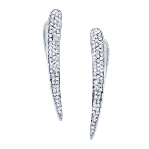 0.44ct 14k White Gold Diamond Pave Ear Crawler Earrings