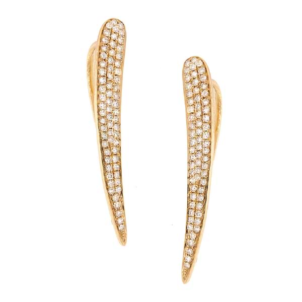 0.44ct 14k Yellow Gold Diamond Pave Ear Crawler Earrings
