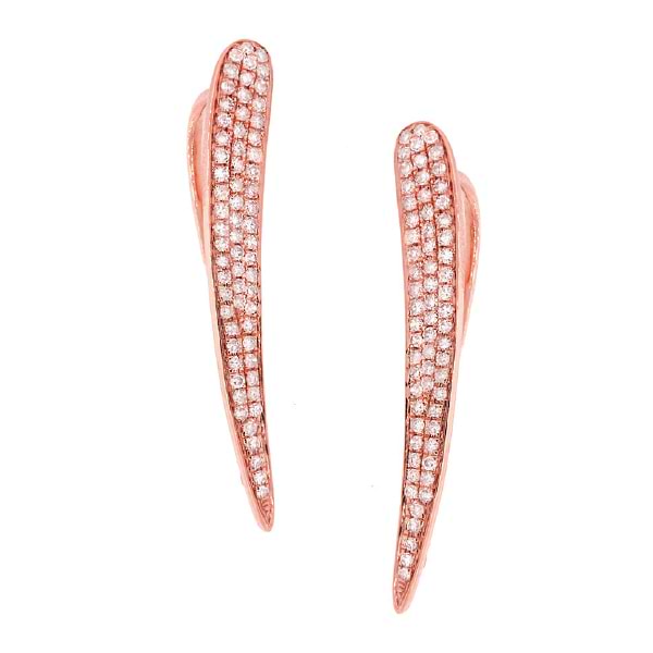 0.44ct 14k Rose Gold Diamond Pave Ear Crawler Earrings