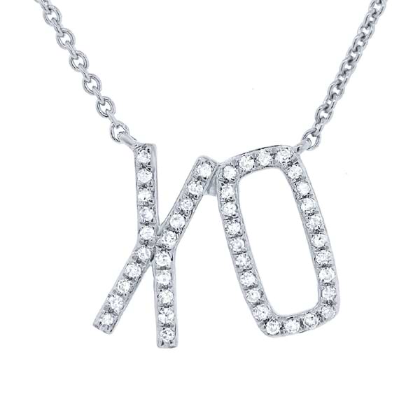 0.13ct 14k White Gold Diamond ''XO'' Necklace