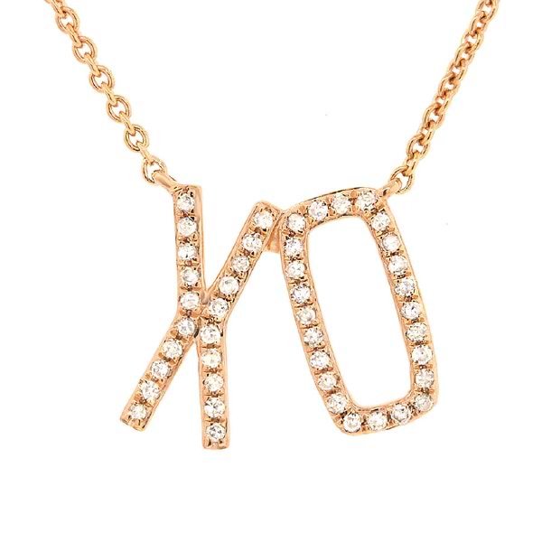 0.13ct 14k Yellow Gold Diamond ''XO'' Necklace