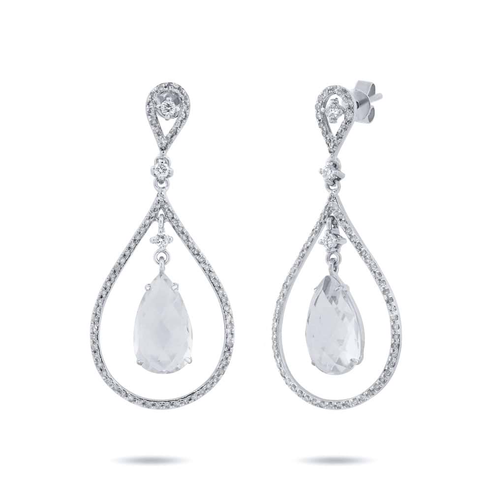 0.54ct Diamond & 4.52ct White Topaz 14k White Gold Earrings