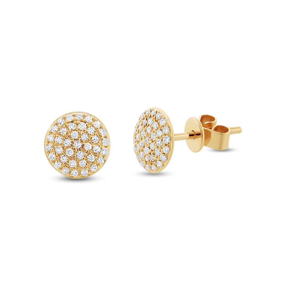 0.21ct 14k Yellow Gold Diamond Pave Stud Earrings