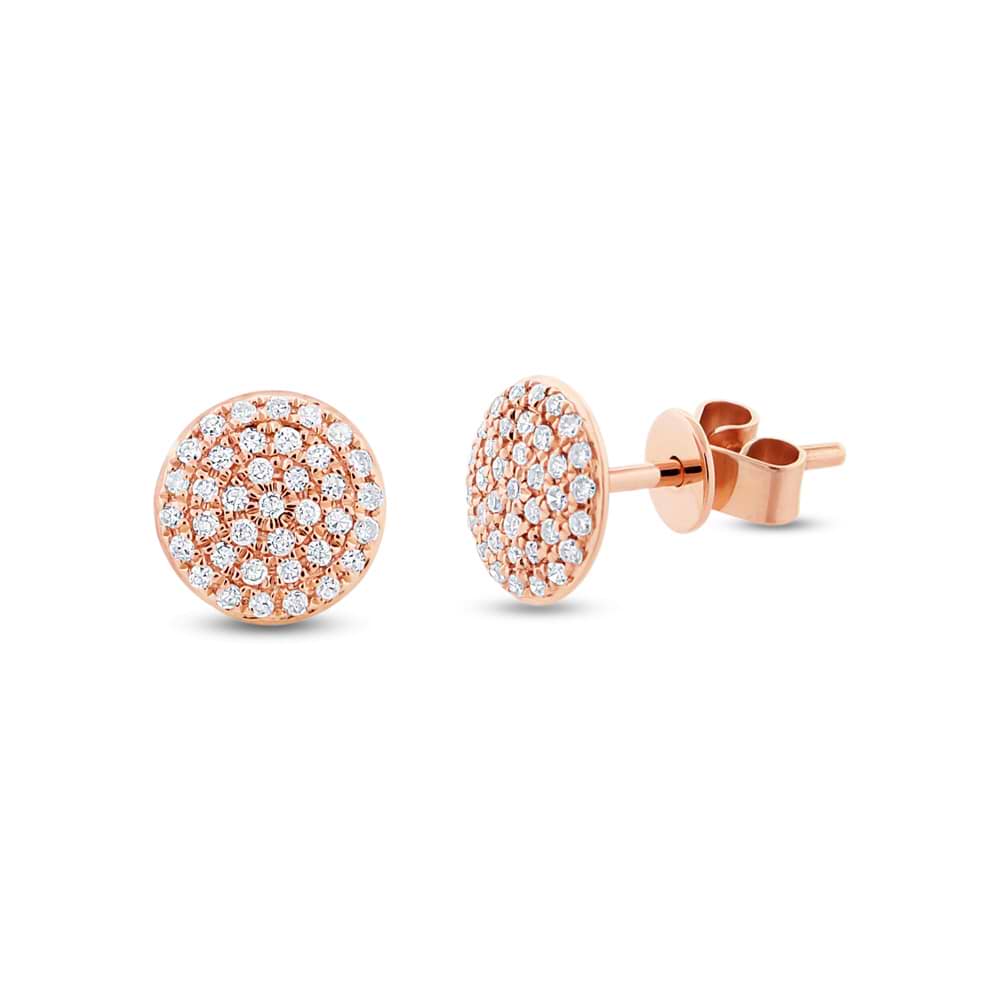 0.21ct 14k Rose Gold Diamond Pave Stud Earrings