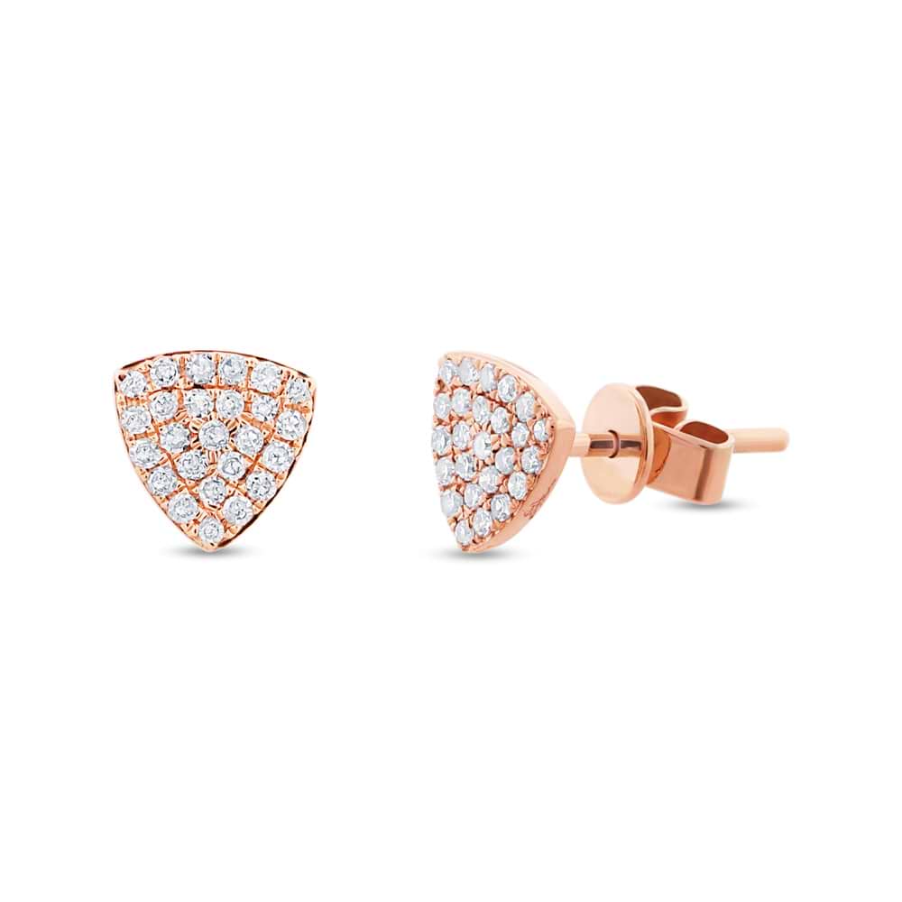 0.18ct 14k Rose Gold Diamond Pave Stud Earrings