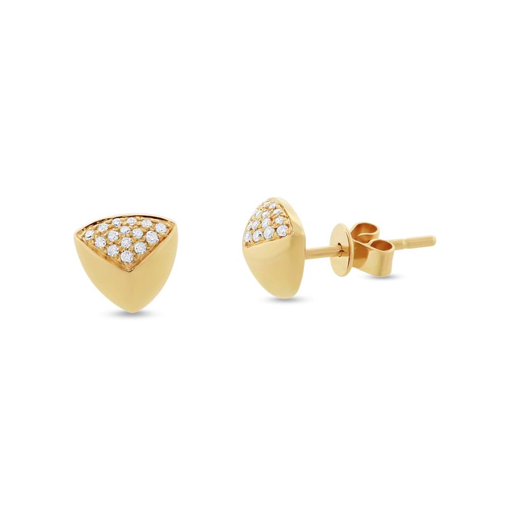 0.11ct 14k Yellow Gold Diamond Pave Pyramid Earrings