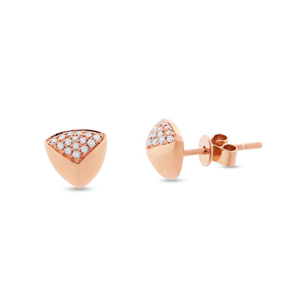 0.11ct 14k Rose Gold Diamond Pave Pyramid Earrings