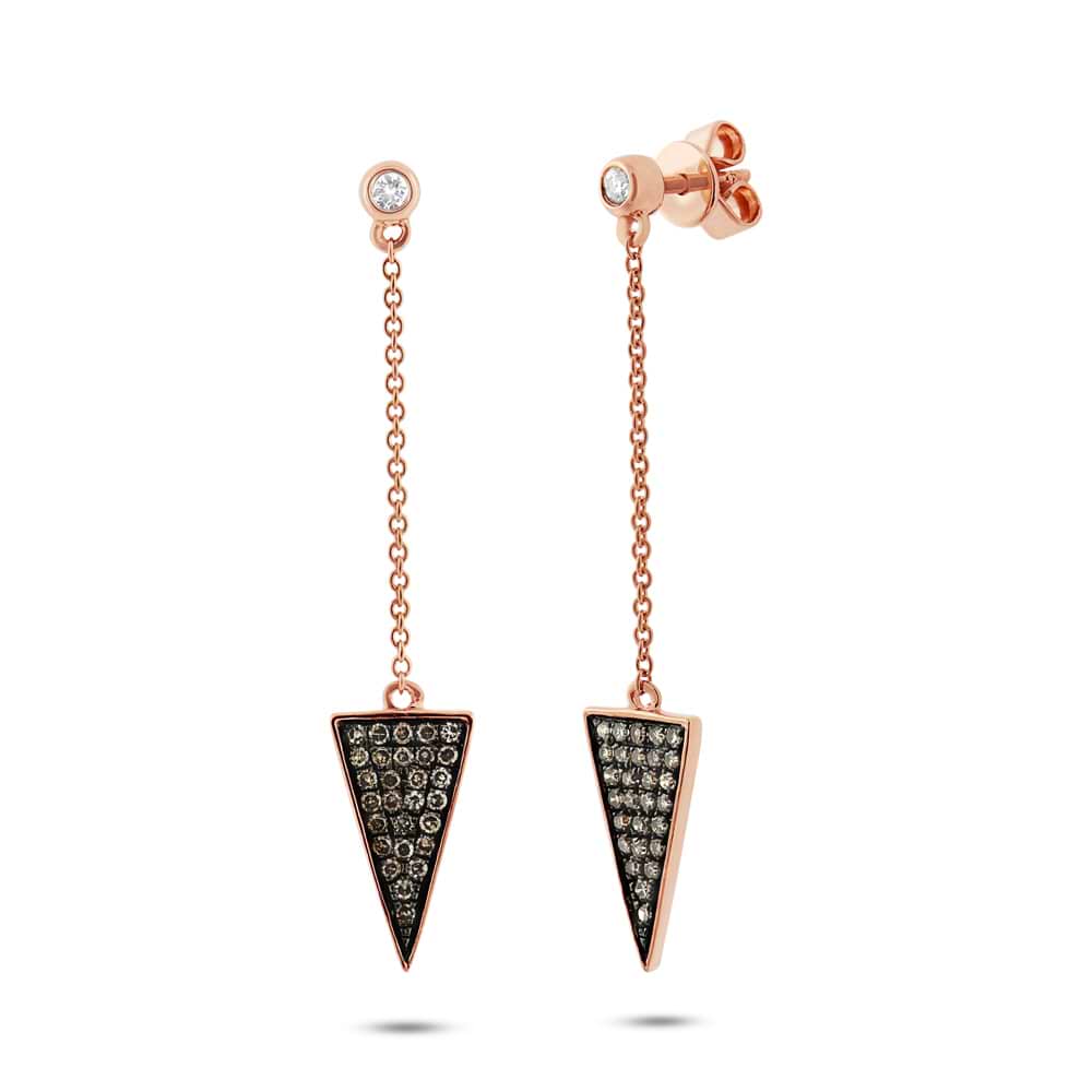 0.27ct 14k Rose Gold Champagne Diamond Triangle Earrings