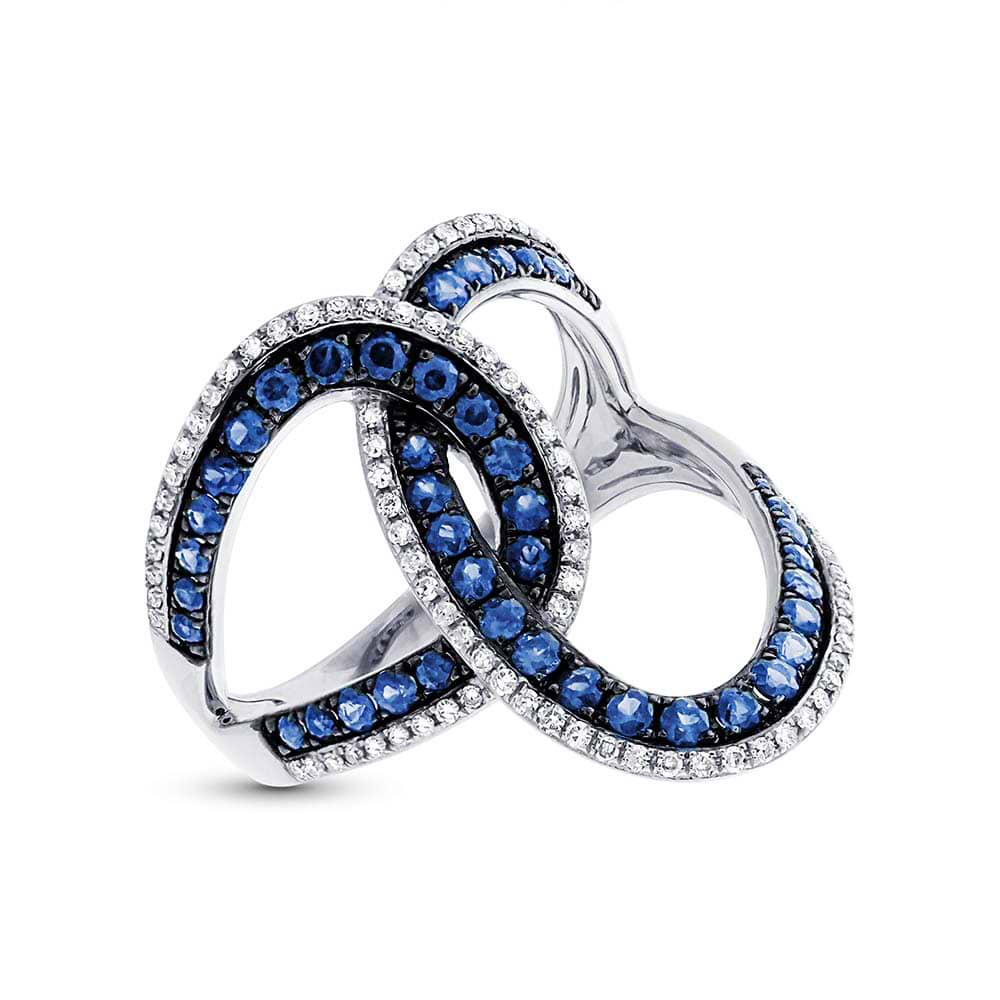 0.24ct Diamond & 0.83ct Blue Sapphire 14k White Gold Ring