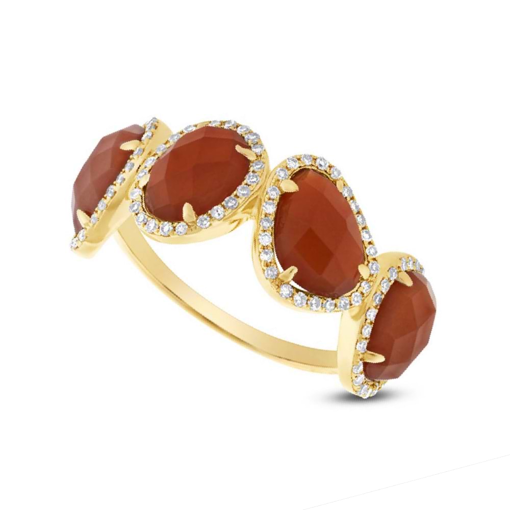0.27ct Diamond & 3.70ct Red Agate 14k Yellow Gold Ring