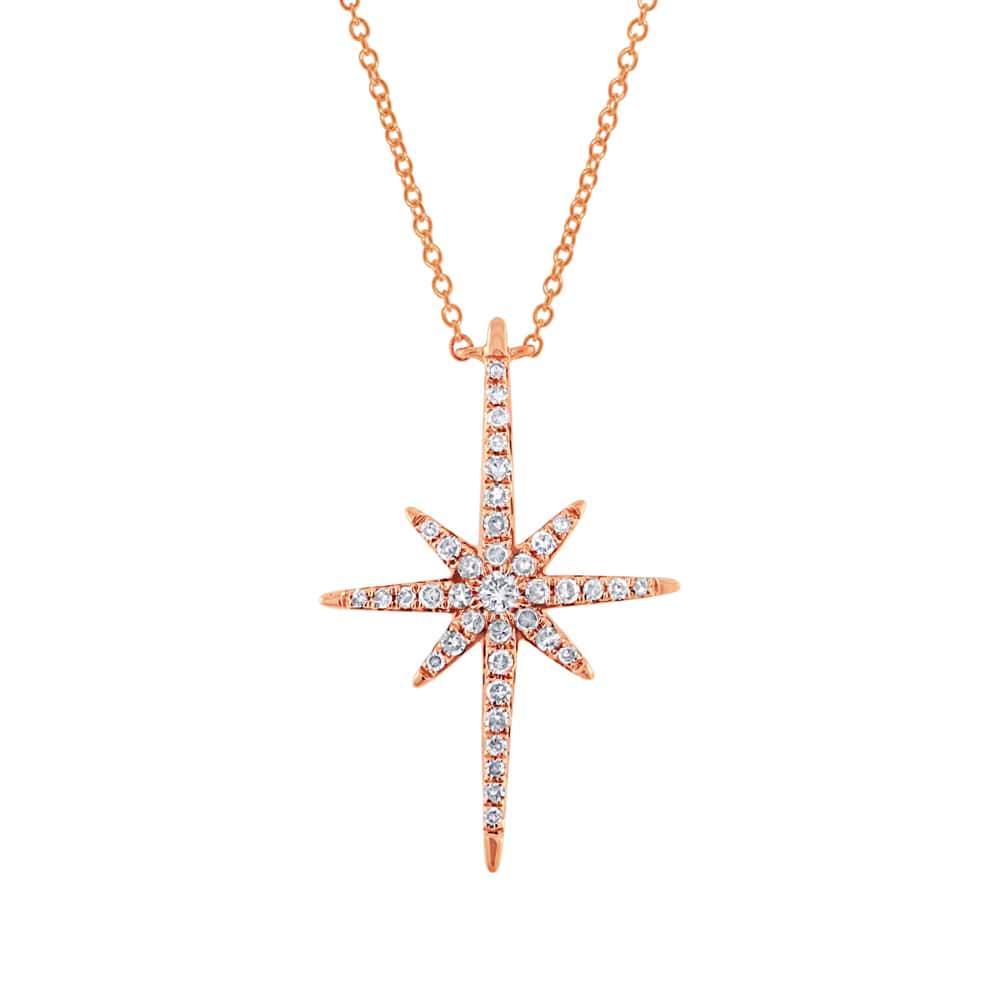 0.24ct 14k Rose Gold Diamond North Star Necklace