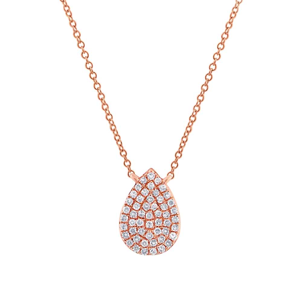 0.15ct 14k Rose Gold Diamond Pave Necklace