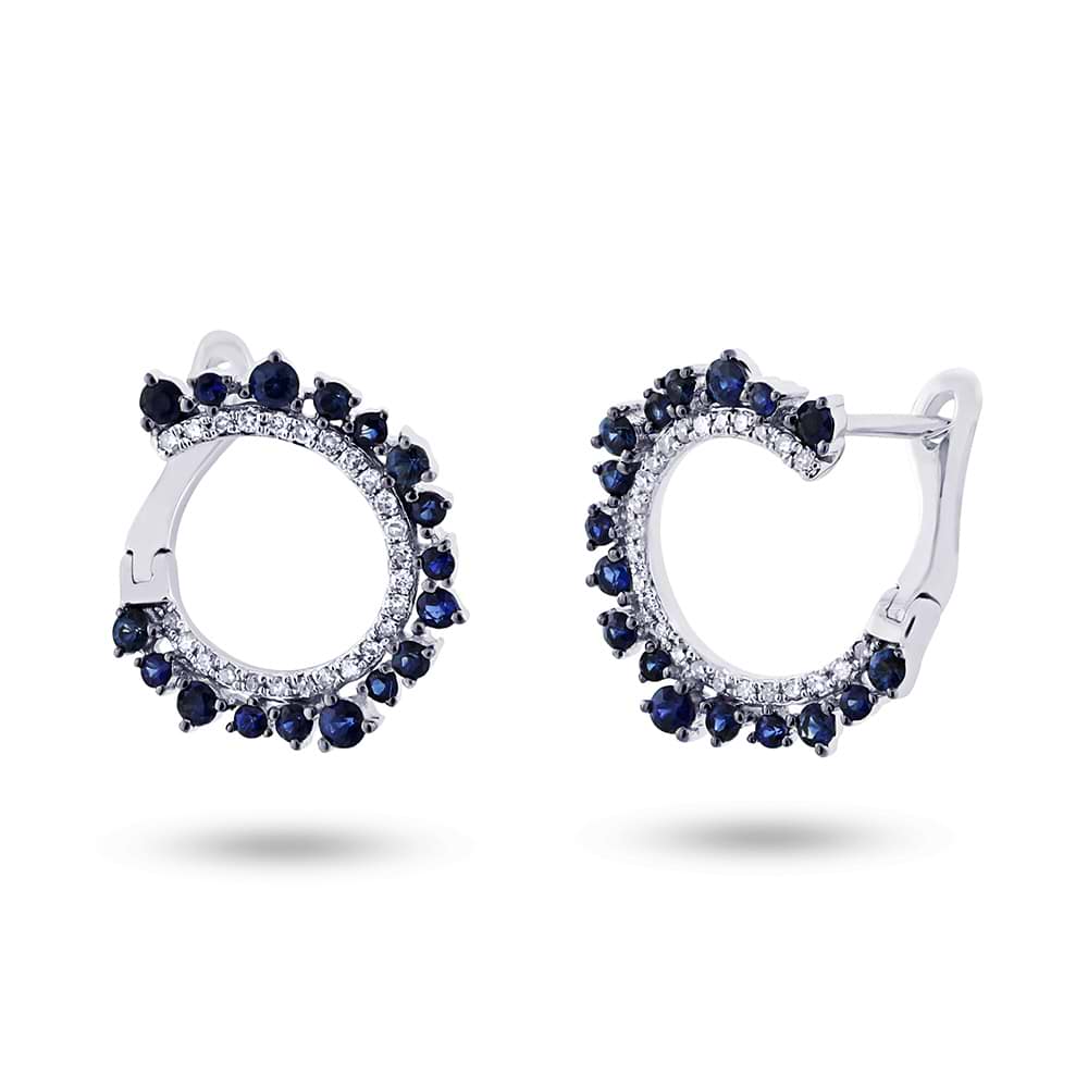 0.20ct Diamond & 0.78ct Blue Sapphire 14k White Gold Earrings