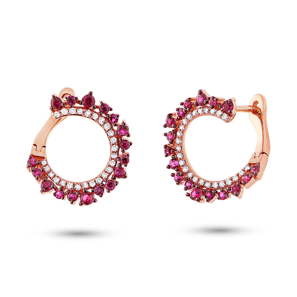 0.20ct Diamond & 0.67ct Ruby 14k Rose Gold Earrings