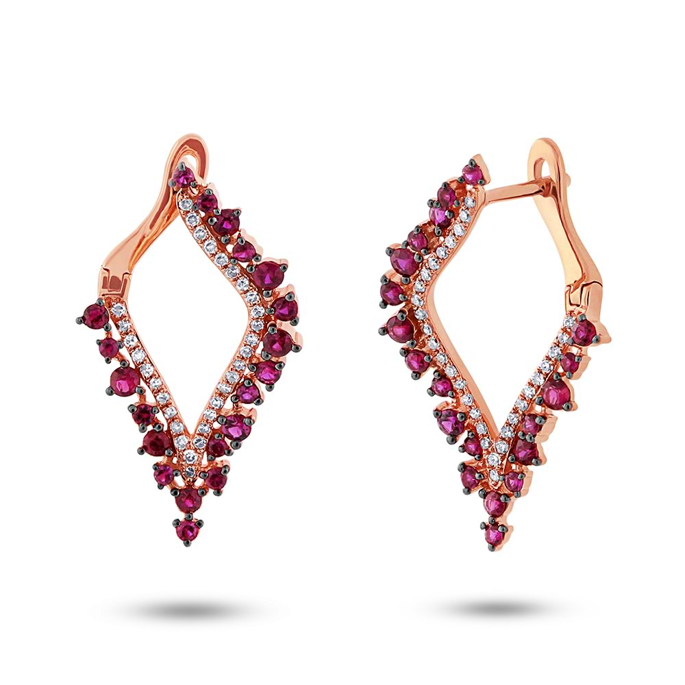 0.25ct Diamond & 0.94ct Ruby 14k Rose Gold Earrings