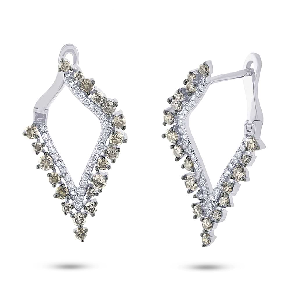 1.20ct 14k White Gold White & Champagne Diamond Earrings