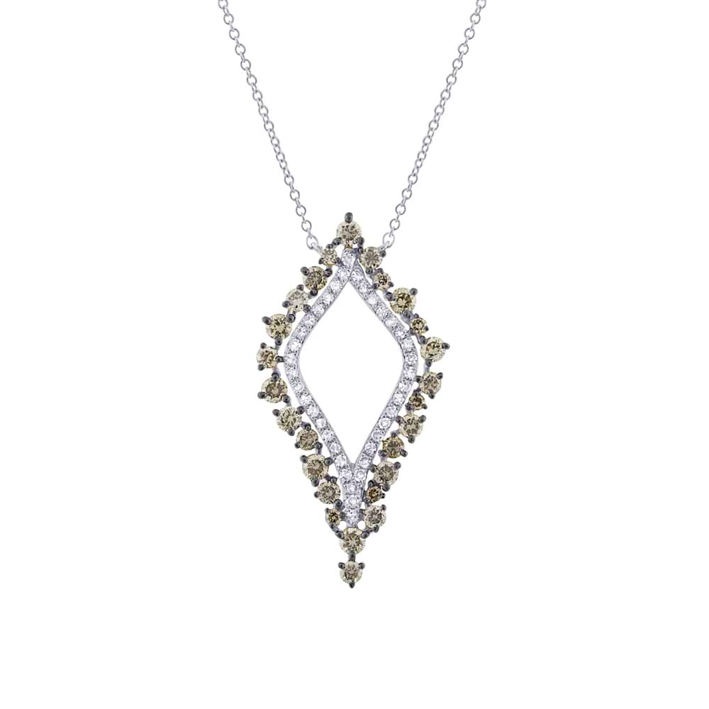 0.94ct 14k White Gold White & Champagne Diamond Necklace
