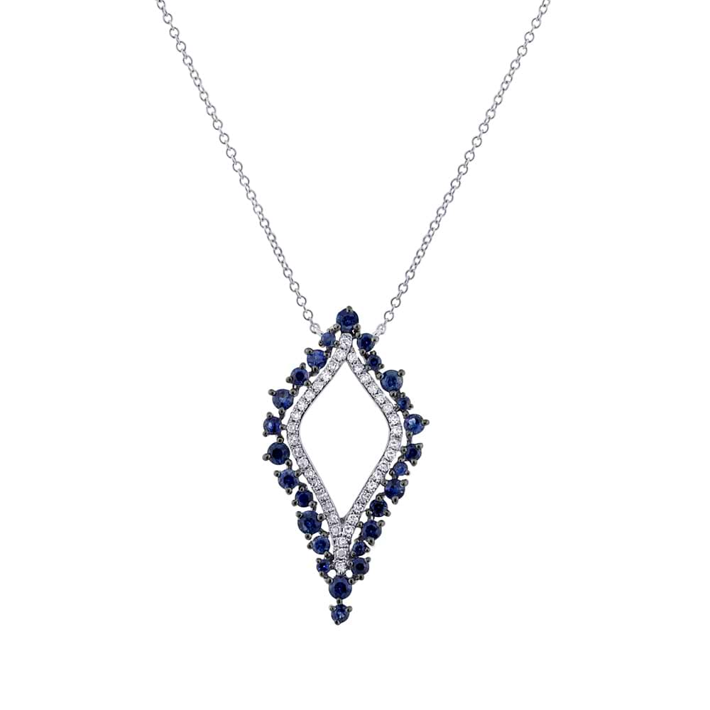 0.19ct Diamond & 0.86ct Blue Sapphire 14k White Gold Necklace