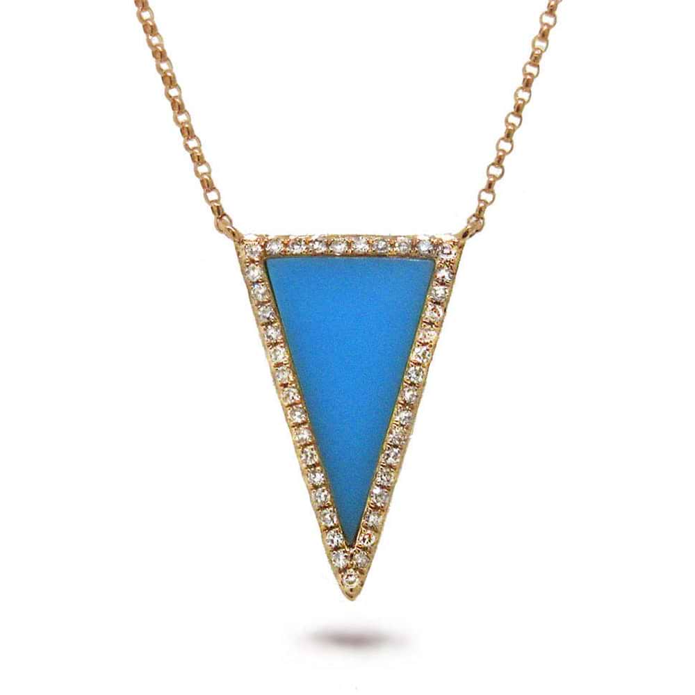 0.13ct Diamond & 0.70ct Composite Turquoise 14k Rose Gold Necklace