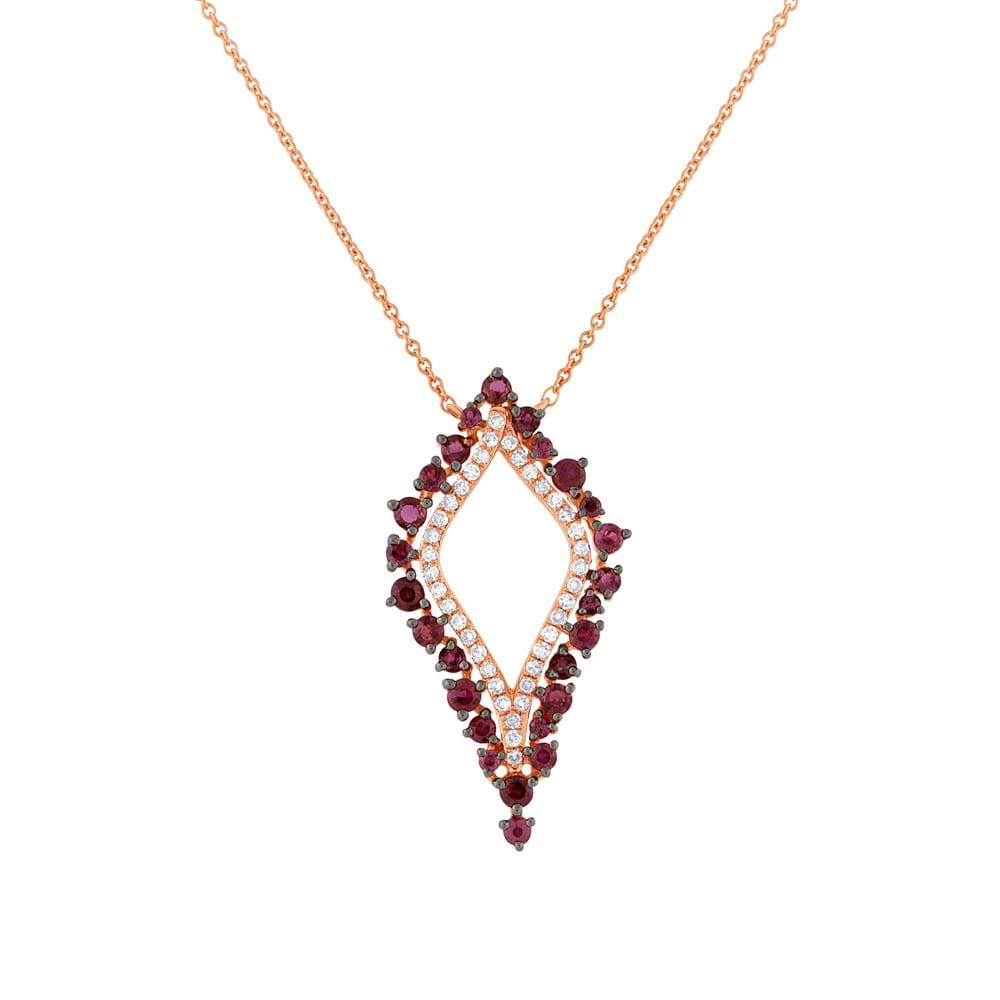 0.19ct Diamond & 0.81ct Ruby 14k Rose Gold Necklace
