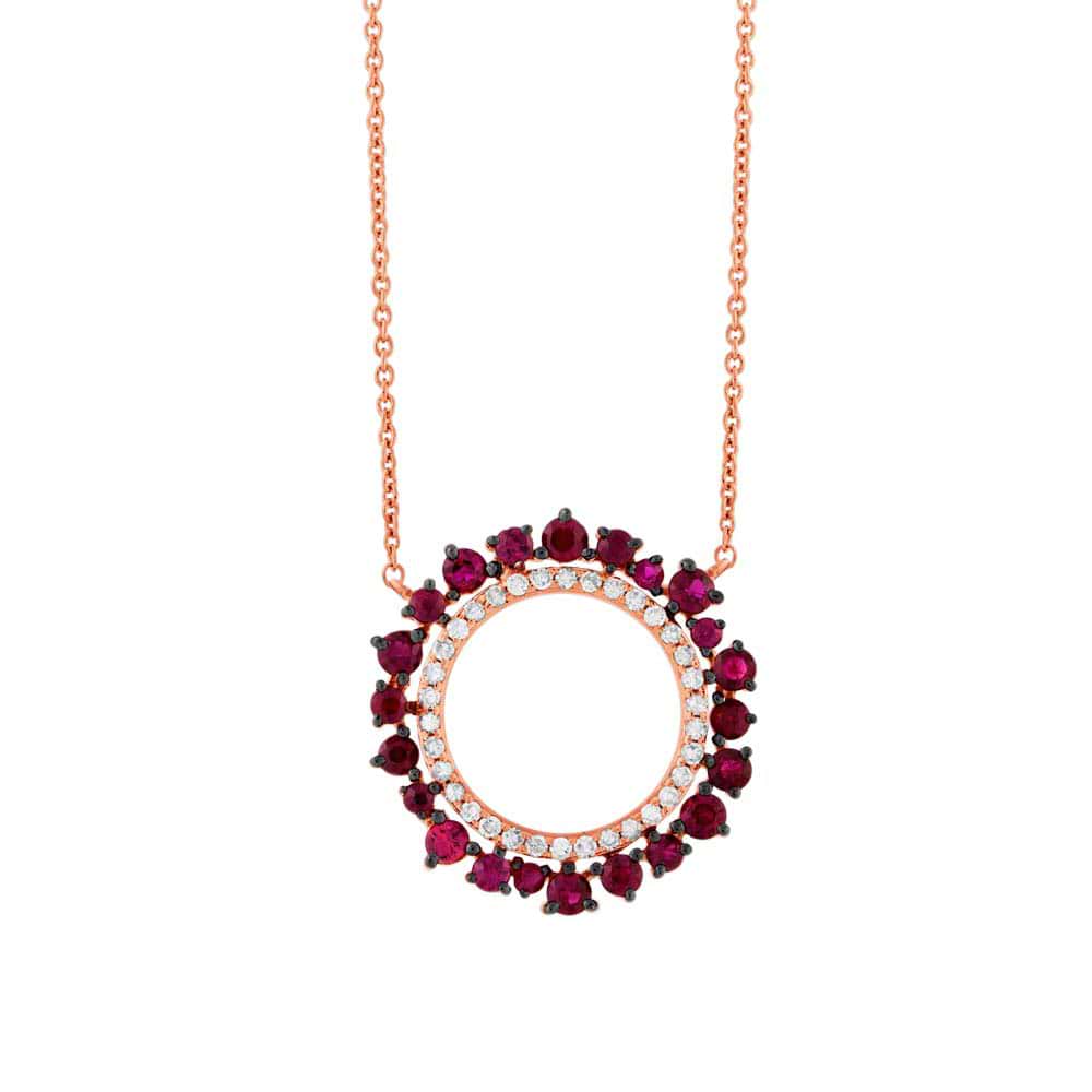 0.17ct Diamond & 0.72ct Ruby 14k Rose Gold Necklace