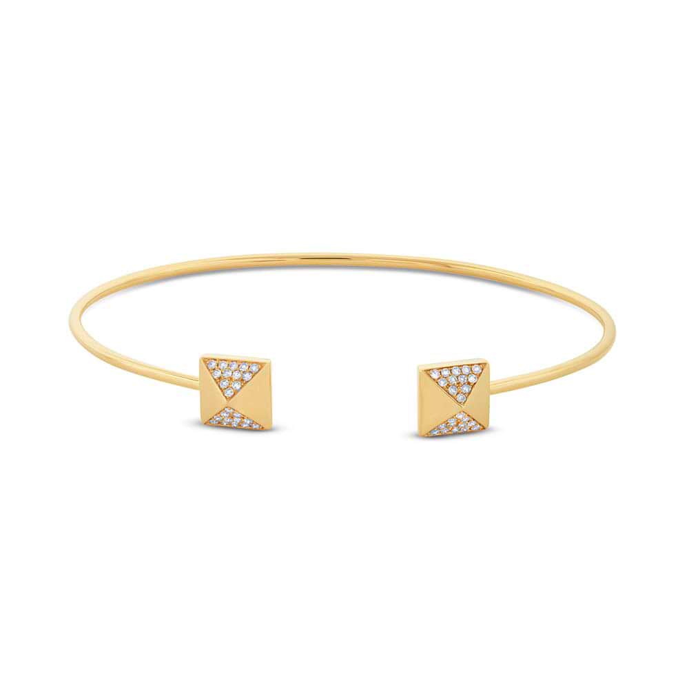 0.25ct 14k Yellow Gold Diamond Pyramid Bangle Bracelet