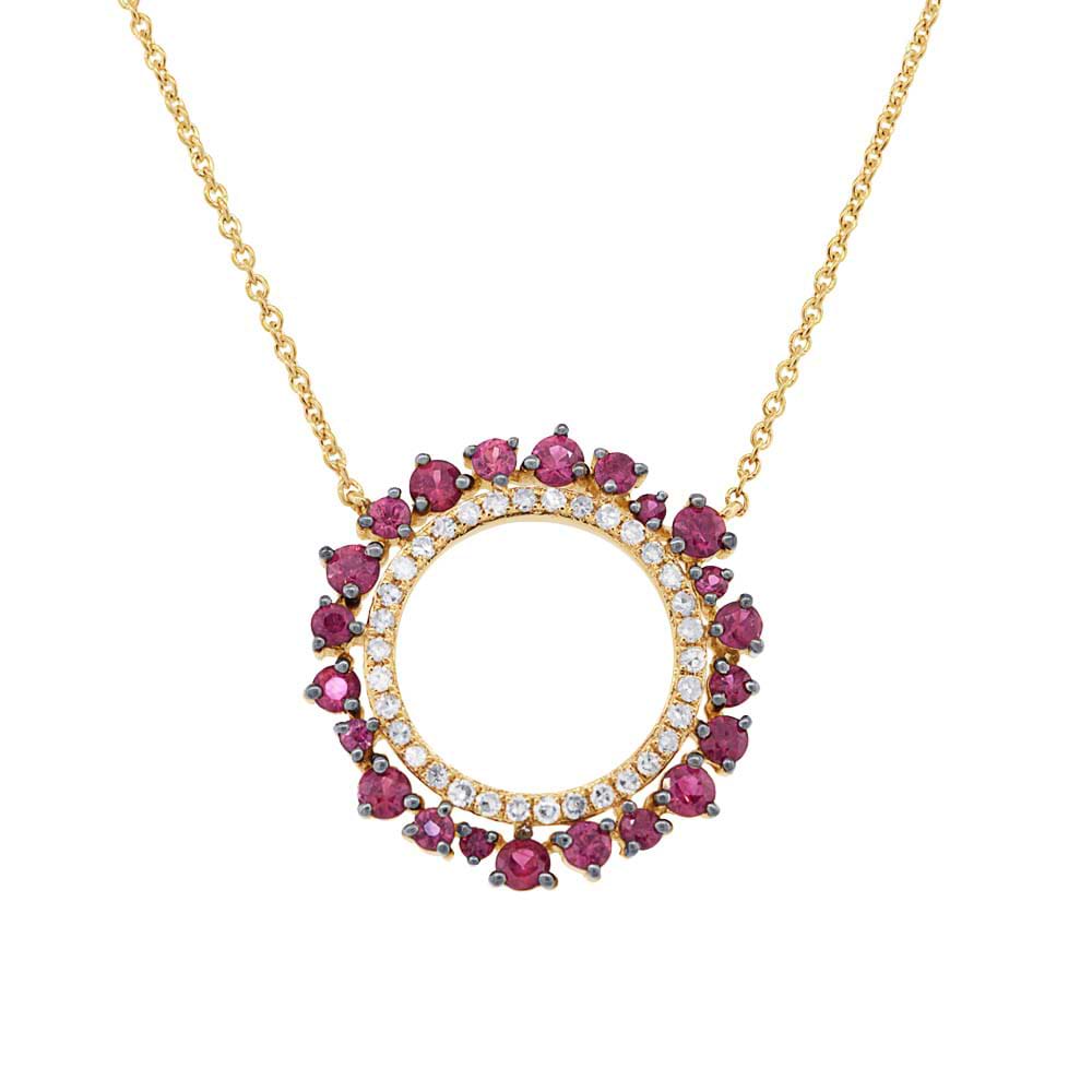 0.17ct Diamond & 0.78ct Ruby 14k Yellow Gold Necklace
