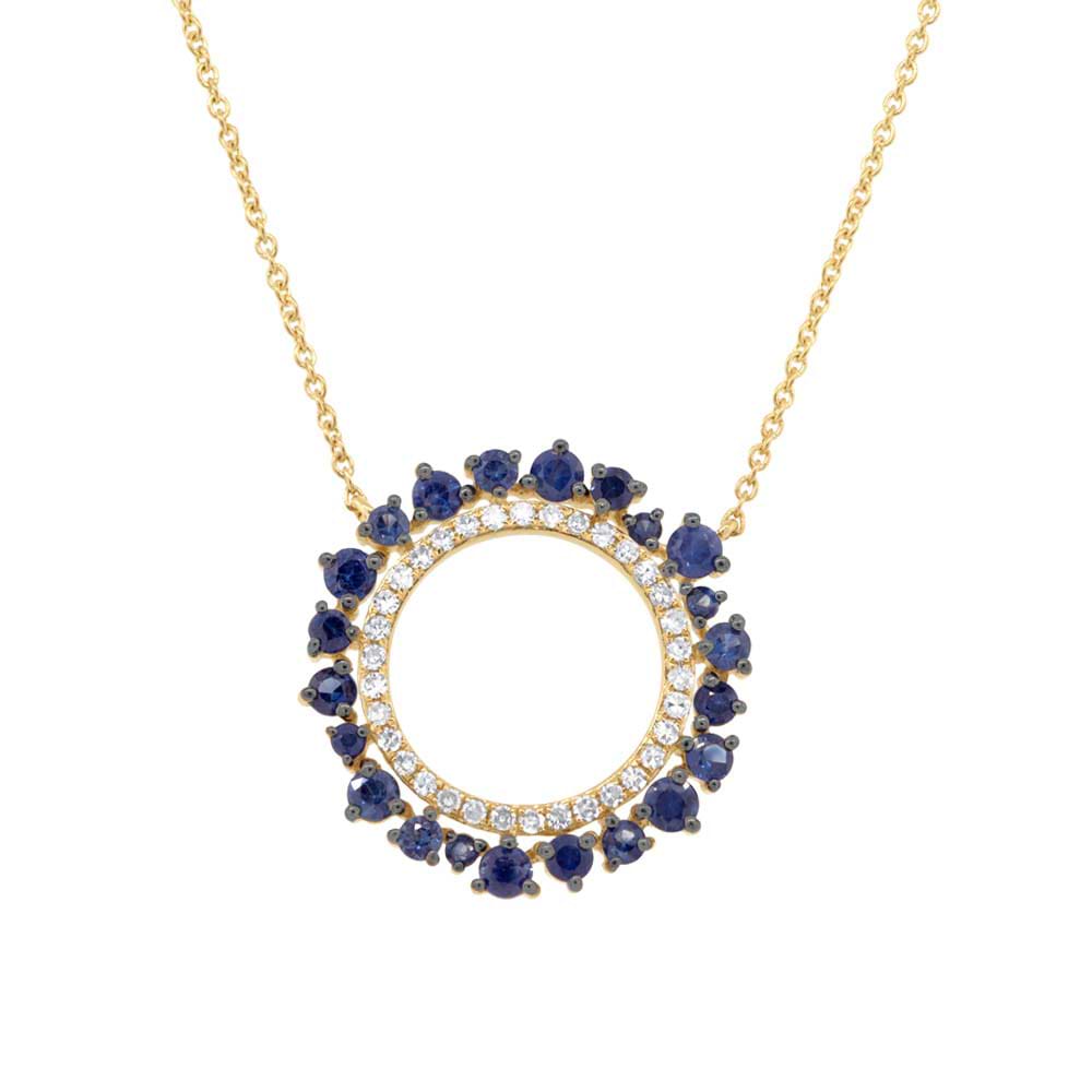 0.17ct Diamond & 0.77ct Blue Sapphire 14k Yellow Gold Necklace