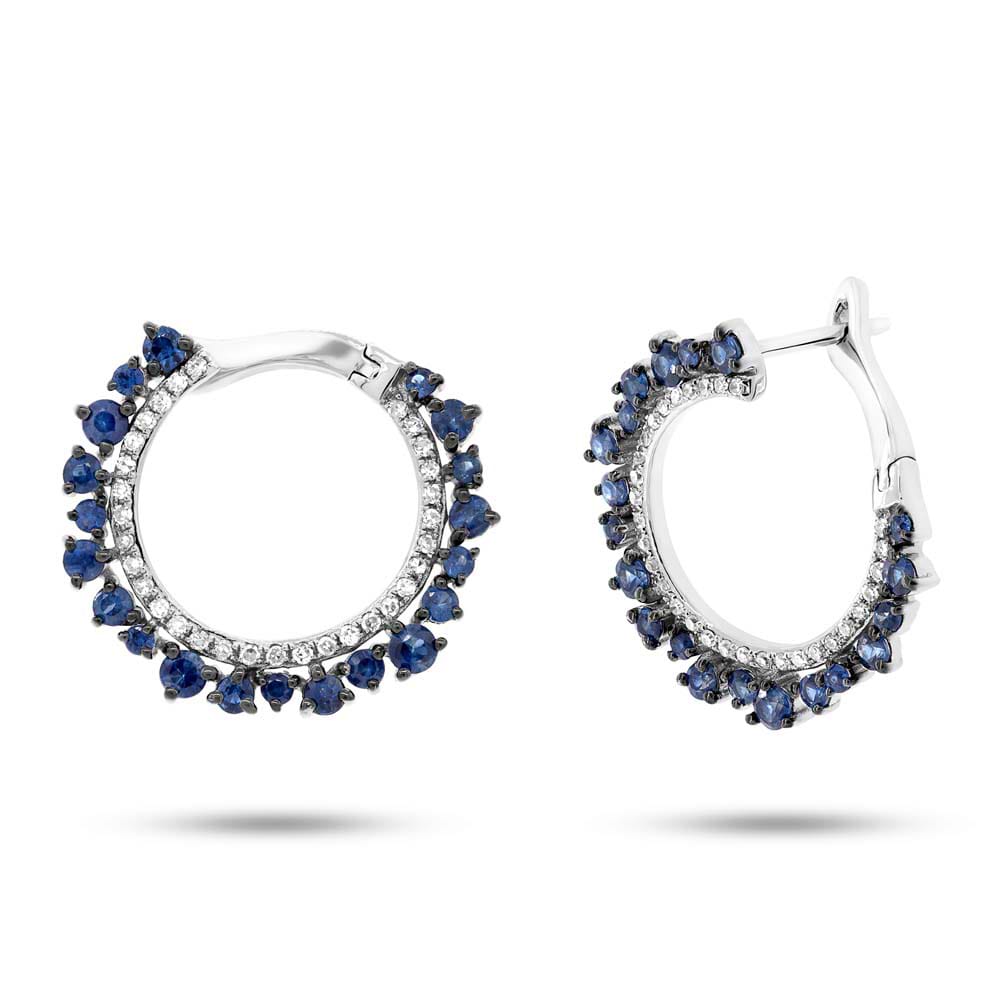 0.24ct Diamond & 1.22ct Blue Sapphire 14k White Gold Earrings