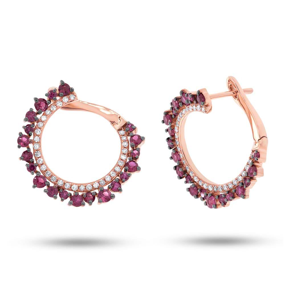 0.24ct Diamond & 1.14ct Ruby 14k Rose Gold Earrings