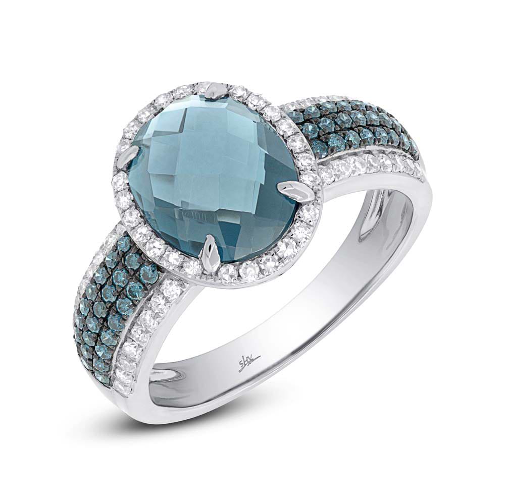 0.30ct Diamond & 3.54ct London Blue Topaz 14k White Gold Ring