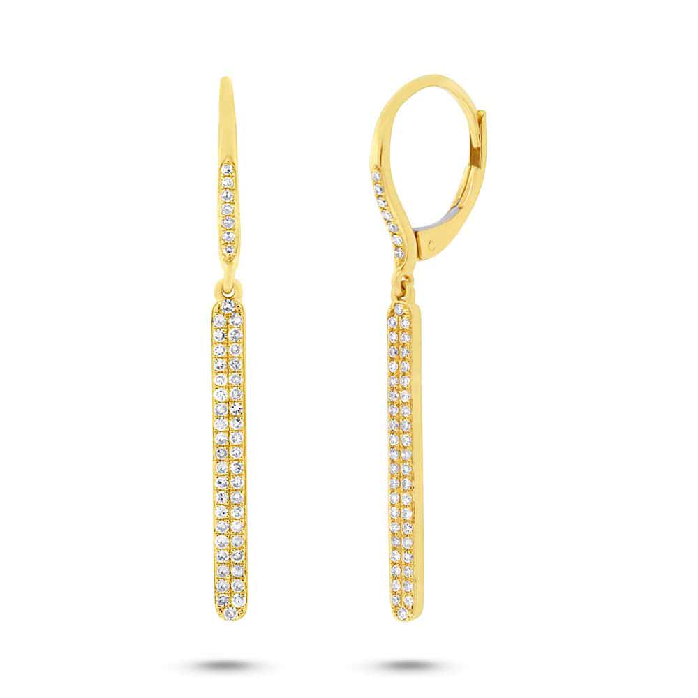 0.39ct 14k Yellow Gold Diamond Bar Earrings
