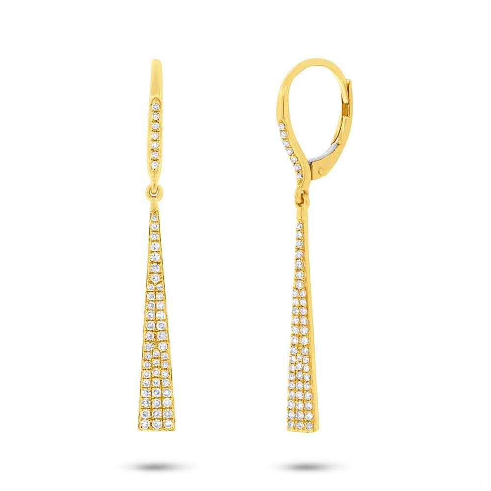 0.43ct 14k Yellow Gold Diamond Triangle Earrings