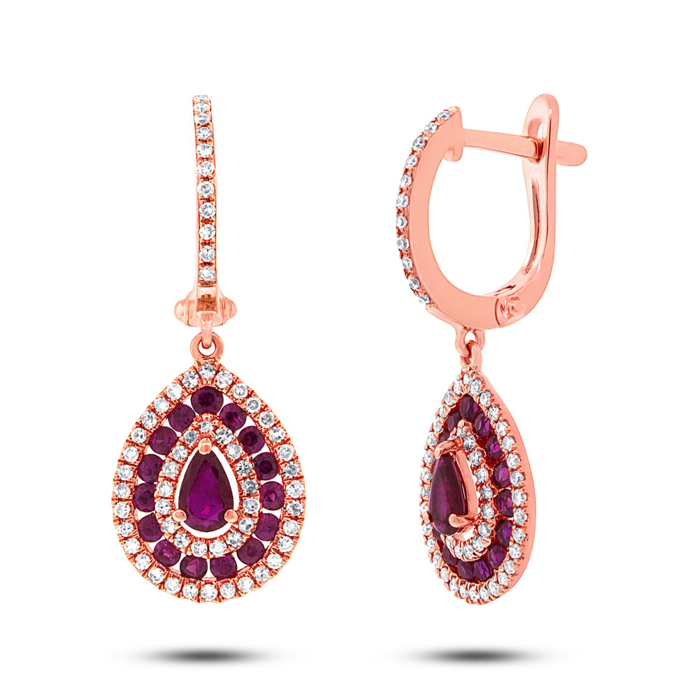 0.47ct Diamond & 1.15ct Ruby 14k Rose Gold Earrings