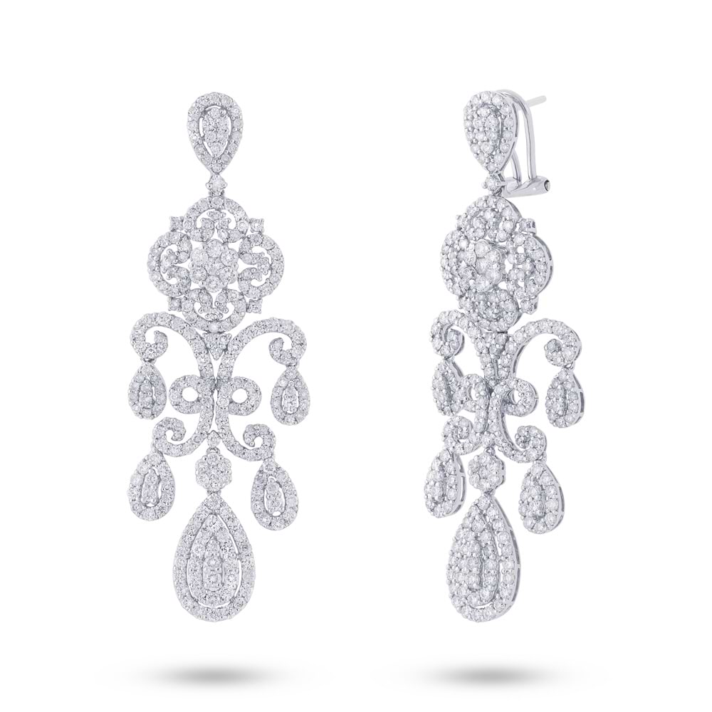 7.06ct 18k White Gold Diamond Chandelier Earrings