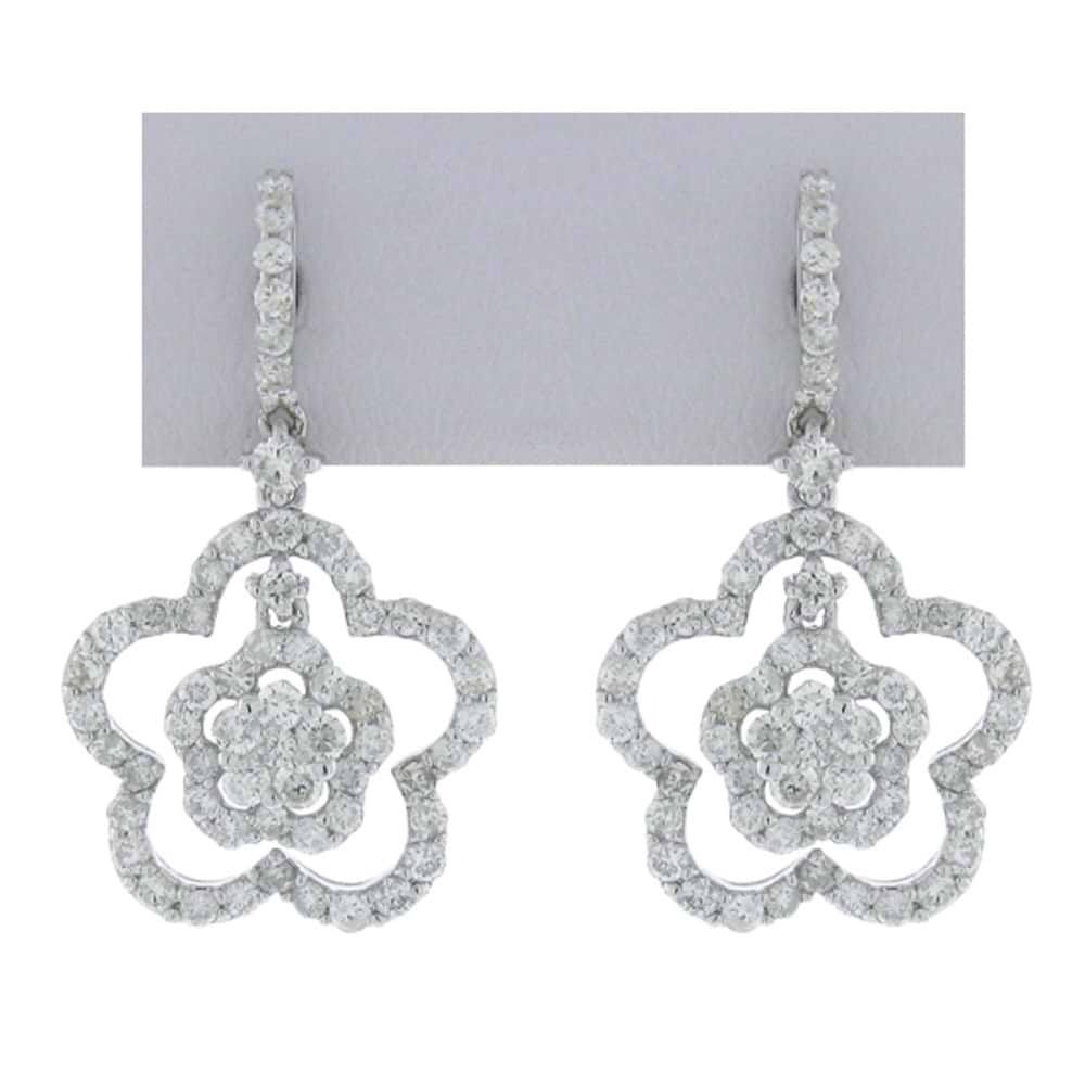 1.40ct 18k White Gold Diamond Flower Earrings