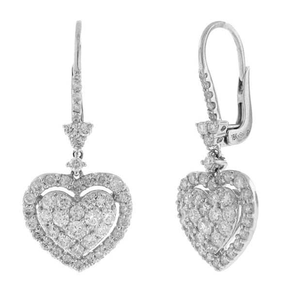 1.71ct 18k White Gold Diamond Heart Earrings