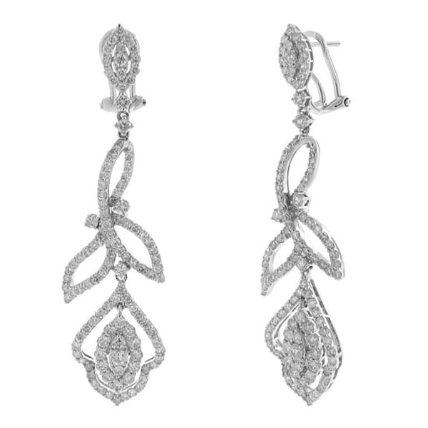 3.41ct 18k White Gold Diamond Dangle Earrings