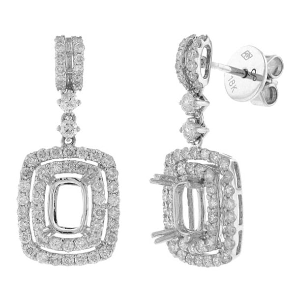 1.41ct 18k White Gold Diamond Semi-mount Earrings