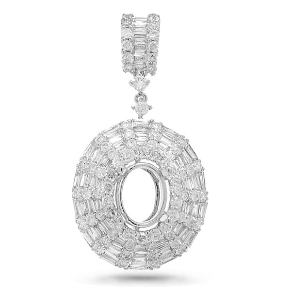 2.57ct 18k White Gold Diamond Semi-mount Pendant Necklace