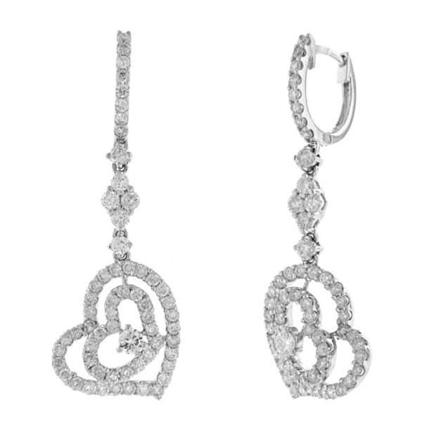 1.89ct 18k White Gold Diamond Heart Earrings
