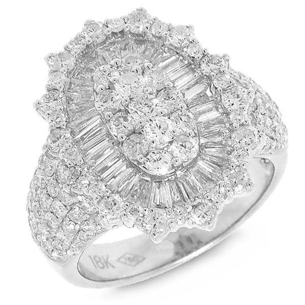 2.85ct 18k White Gold Diamond Lady's Ring