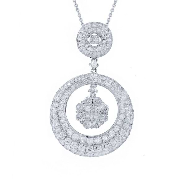 3.40ct 18k White Gold Diamond Pendant Necklace