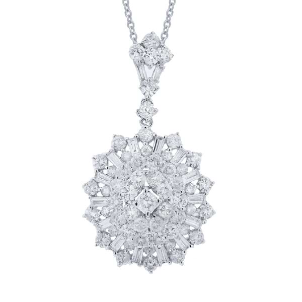 2.36ct 18k White Gold Diamond Pendant Necklace