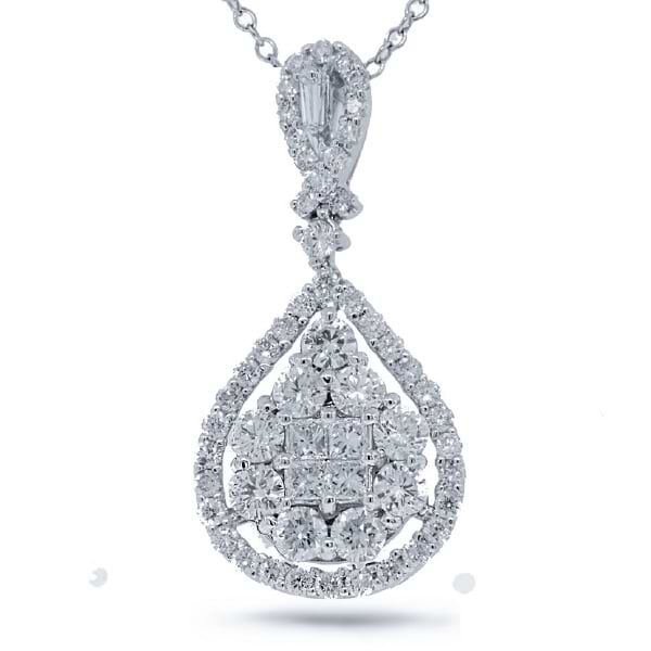 1.77ct 18k White Gold Diamond Pendant Necklace